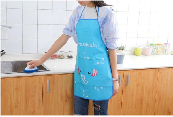 Women Waterproof Sleeveless Cartoon Kitchen Cooking Apron – Beautiful Funky Color Apron (random Color)