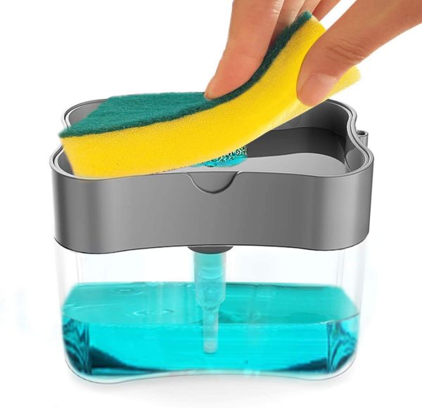 2-in-1 Multi-function Dishwashing Liquid Box Soap Pump Dispenser Sponge Holder For Dish Soap And Sponge Kitchen Clean Tool