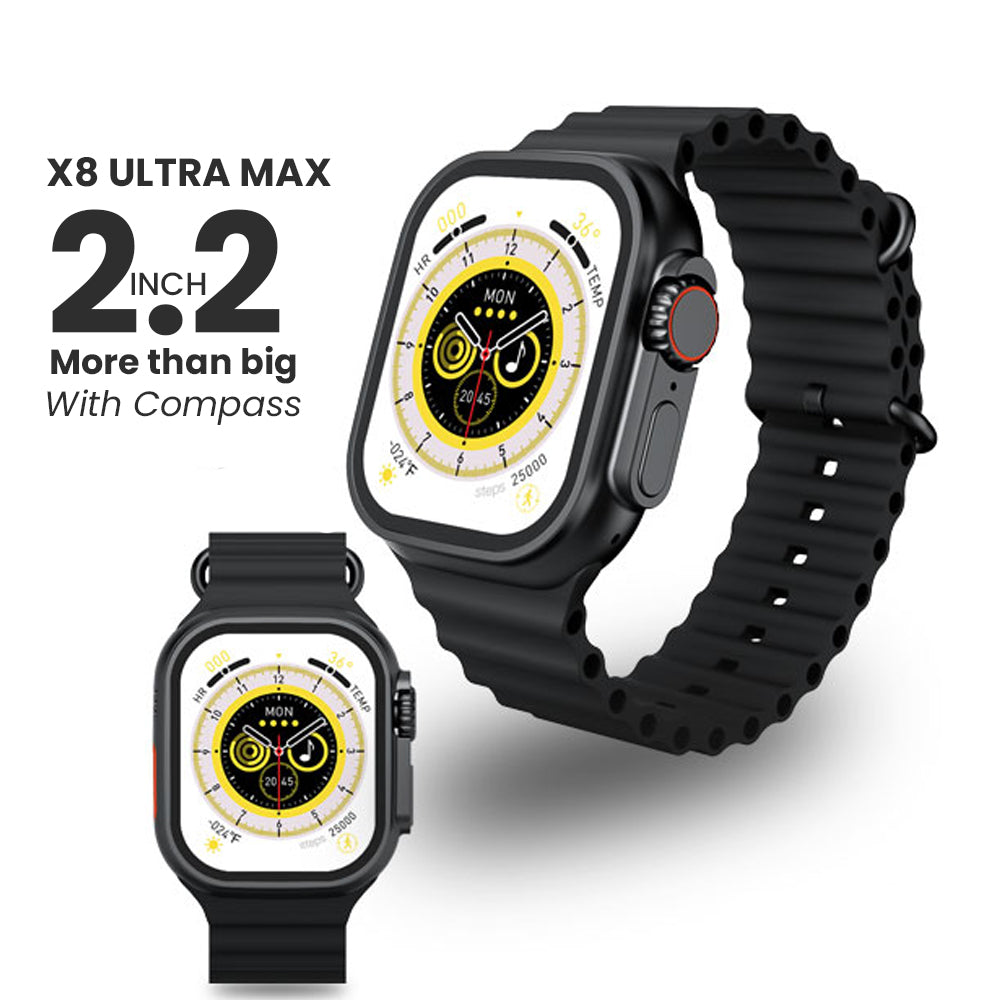 2.2 Inch X8 Ultra MAX With COMPASS Smart Watch Series 8 Nfc Always-On Display & Wireless Charging Black
