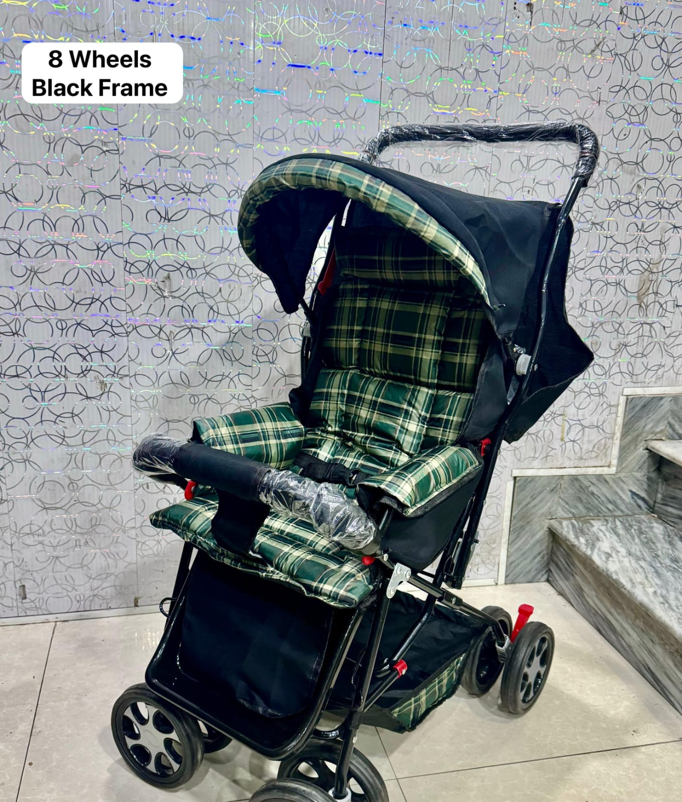 8 Wheels Black Frame premium baby stroller pram best for new born mother facing foldable seat adjustable reversible wheels And For Newborn Double Handle1 Baby Stroller pram Foldable Seat Adjustable Buggy Travel Carriage Pushchair