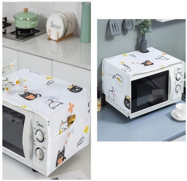 Oven Cover Kitchen Microwave Cover Waterproof Oil Dust Double Pockets Microwave Oven Cover (random Design)