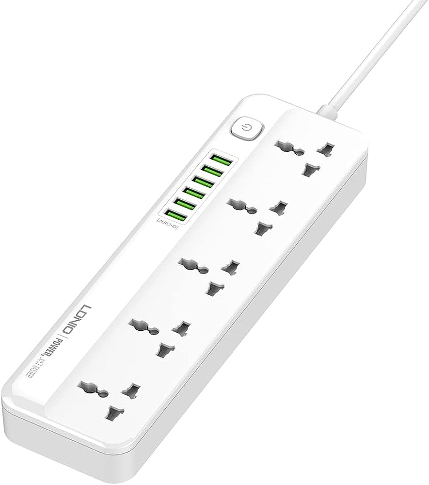 LDNIO SC5614C: 5 Universal Outlets, 6 USB Ports, 2M Power Cord Power Strip