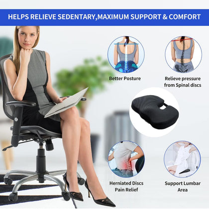 Seat Cushions High-density Pad For Car Driver Seat Office Chair Wheelchair Coccyx Support Hip, Nerve, Sciatica, Sacrum Back Pain Relief Memory Foam Seat Cushion