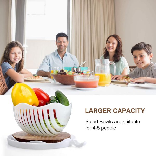 Salad Cutter Bowl, Salad Bowl Family Wooden Base Upgraded Vegetable Cutter Bowl For Salad In 60 Seconds, Fast Fruit Vegetable Salad Chopper Bowl