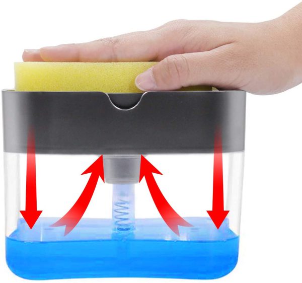 2-in-1 Multi-function Dishwashing Liquid Box Soap Pump Dispenser Sponge Holder For Dish Soap And Sponge Kitchen Clean Tool
