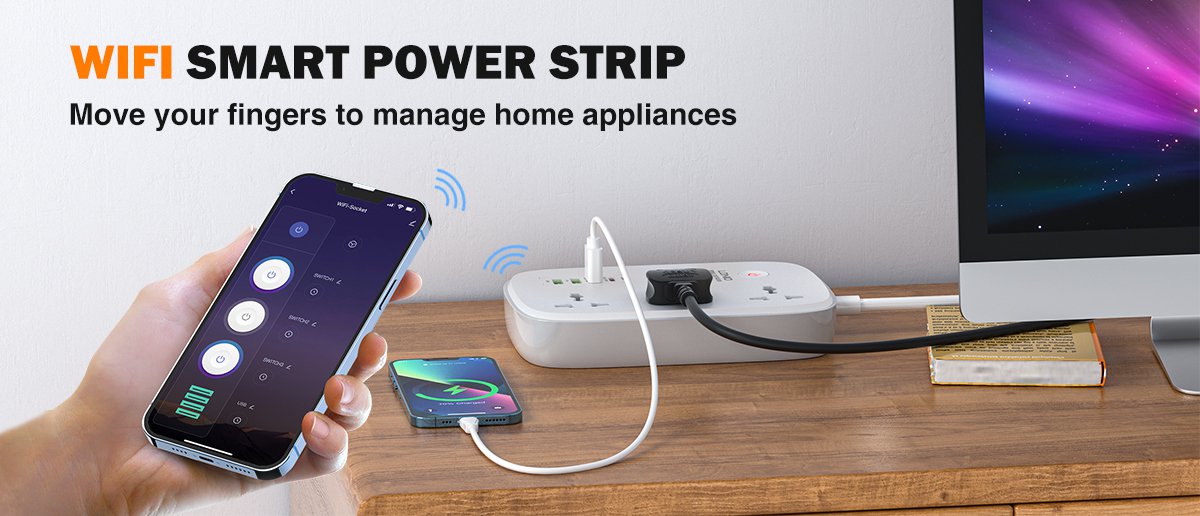 LDNIO SCW3451: Smart Power Strip with 3 Outlets, PD, QC 3.0, and Auto-ID