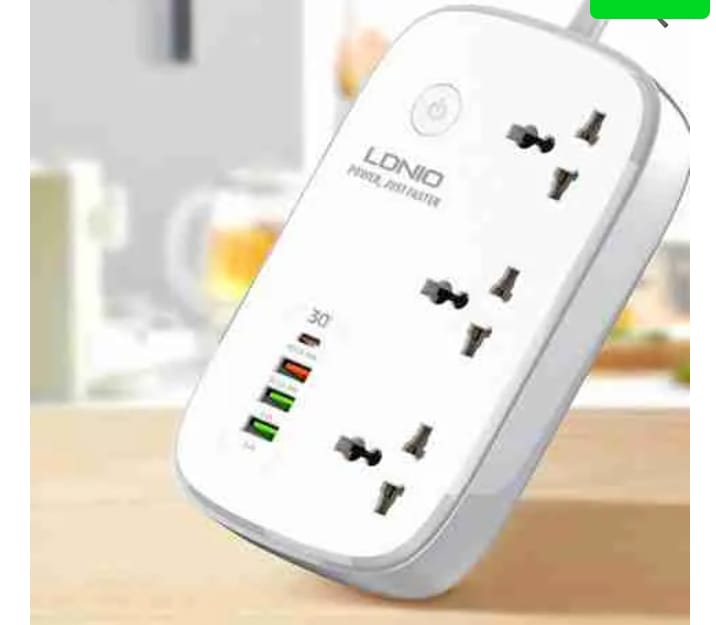 LDNIO SCW3451: Smart Power Strip with 3 Outlets, PD, QC 3.0, and Auto-ID