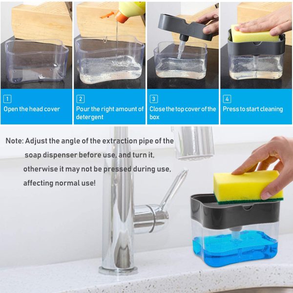 2-in-1 Multi-function Dishwashing Liquid Box Soap Pump Dispenser Sponge Holder For Dish Soap And Sponge Kitchen Clean Tool