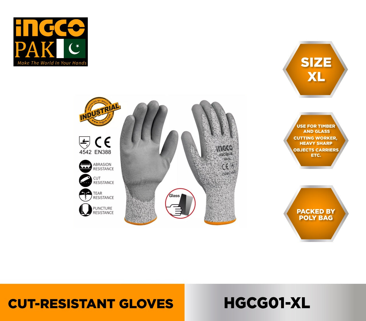 Ingco XL Cut-Resistance Gloves