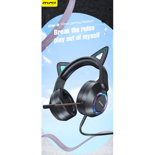 Awei GM-9 Flash Light Cat Ears Headphones with Microphone