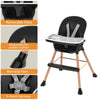 Versatile Baby Eating Chair, 6-in-1 Wooden High Chair with Adjustable Legs