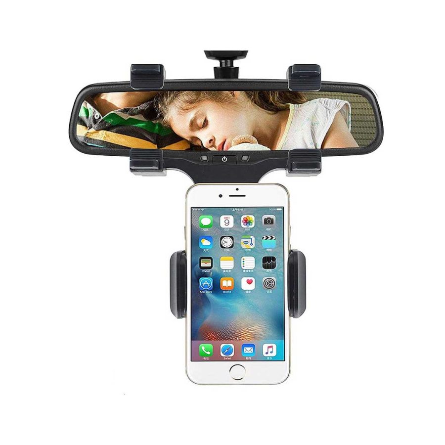 Car Rearview Mirror Phone Holder Universal Cell Phone Cradle for Car Phone Mount Compatible with 4-7 inch Smartphones