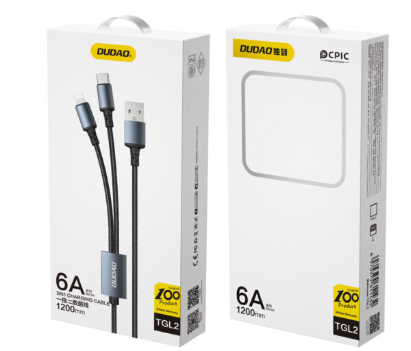 DUDAO TGL2 UPGRADE 2-in-1 Mobile Charging Cable