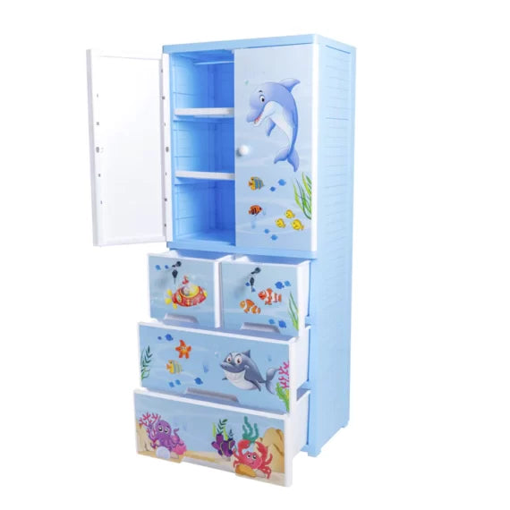 Happy Dolphin Wardrobe Hanging with 4 Drawer Jumbo 6 Layer - Maximizing Space and Style