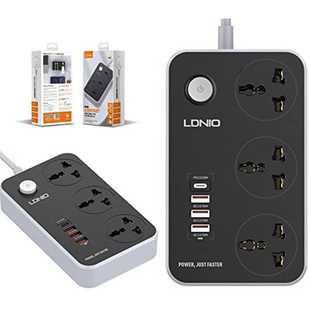 LDNIO SC3412 Fast Charging Power Extension 1xUSB-C PD & USB-A QC 3.0 Ports With 2m Power Cord