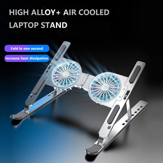 C9 Laptop Stand with 2 Cooling Fan Portable Foldable Aluminum Alloy Cooler RGB Light Tablet notebook Stands