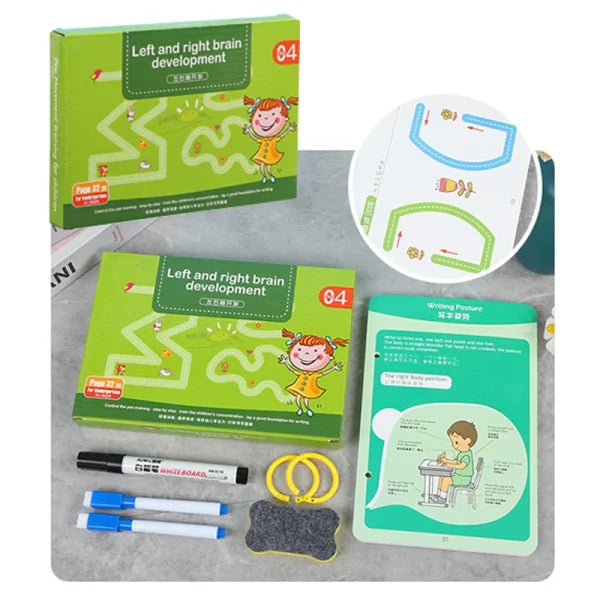 Magical Tracing Workbook Set Pen Control Training Book Reusable Practice Tracing Book (stage04) (16 Pages )