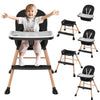 Versatile Baby Eating Chair, 6-in-1 Wooden High Chair with Adjustable Legs