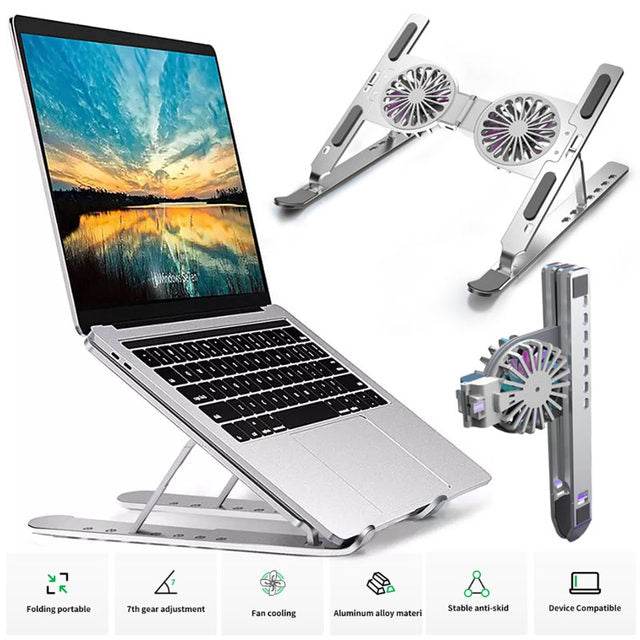 C9 Laptop Stand with 2 Cooling Fan Portable Foldable Aluminum Alloy Cooler RGB Light Tablet notebook Stands