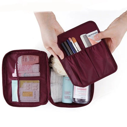 Travel Cosmetic Makeup Toiletry Bag Nylon & Polyester Portable Foldable Shopping Case Organizer Storage Brushes Bag with Handle Waterproof Pouch Kit for Men Women Outdoor