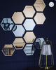 Hexagon Shape Acrylic Mirror Wall Stickers (12 Pcs Set)