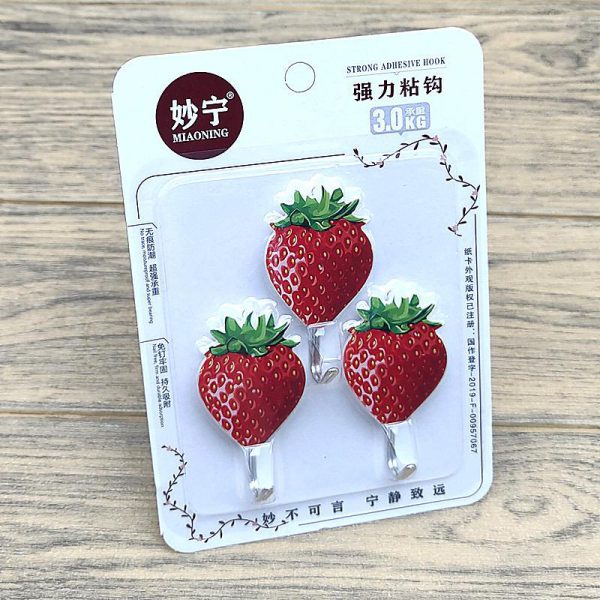 Nova Fancy Fruit Shape Self Adhesive Wall Hooks 3pcs Wall Mounted Hooks (random Fruits)