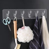 6 Row Transparent Wall Hooks Self Adhesive Clothes Coat Door Hanger Towel Key Holder Bathroom Kitchen Storage Sticker Hook
