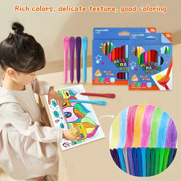 Plastic Crayons 12pcs Colors Non-toxic Generic Colors Crayons Set School Supplies