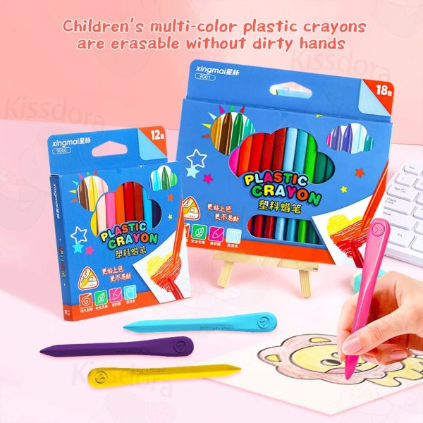 Plastic Crayons 12pcs Colors Non-toxic Generic Colors Crayons Set School Supplies