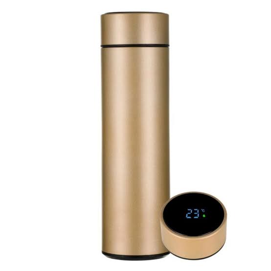 Temperature Water Bottle, Led Temperature Display, Hot Cold Vacuum Flask, Stainless Steel – Golden Color