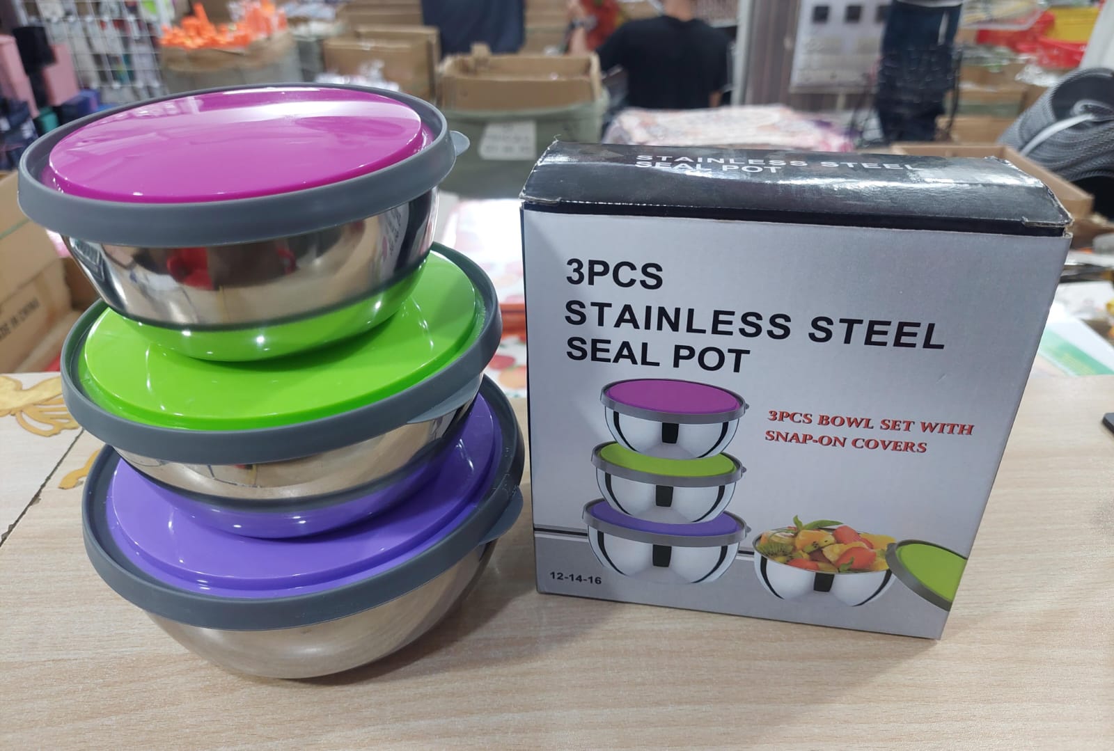 Food Container Set 3 Pcs Stainless Steel (12/14/16 Cm)