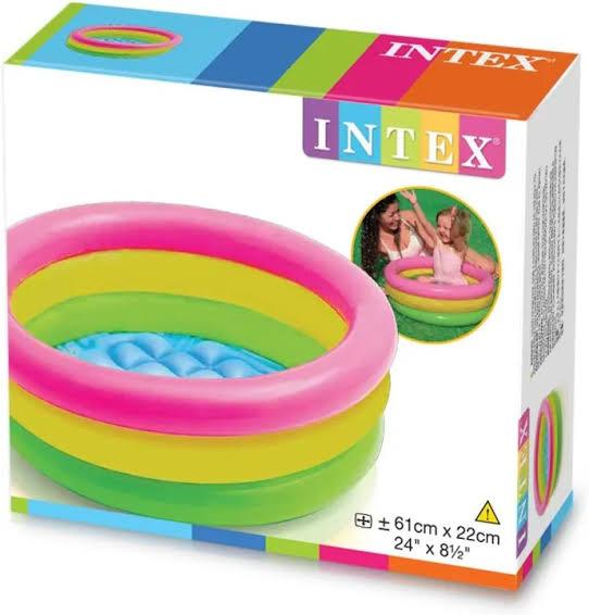 SUNSET GLOW BABY POOL, 3- Ring w/ Infl. Floor, Ages 1-3