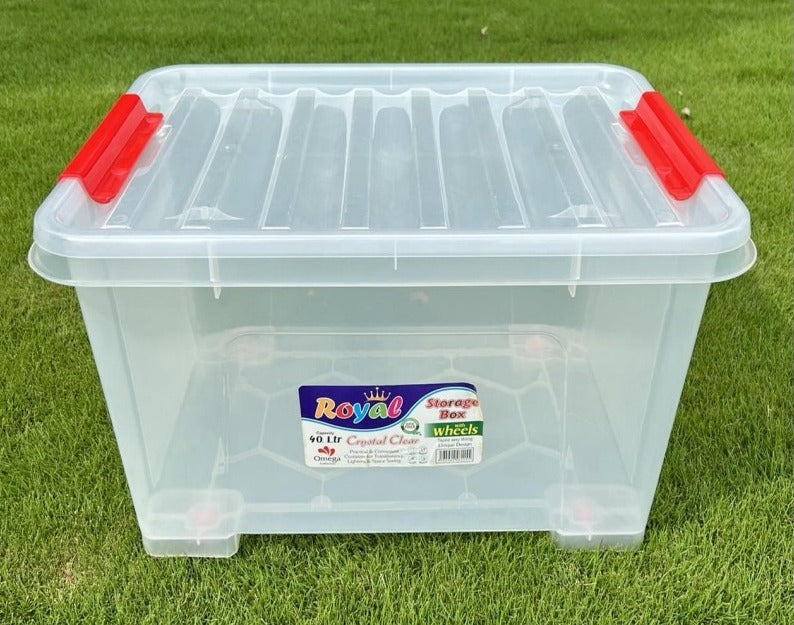 Royal Food Container 40 Liter Capacity Box With Wheel And Lid Multipurpose Toys Organizer Storage Box with Handle Vegetables Fruit - Hydroponic system Water Box