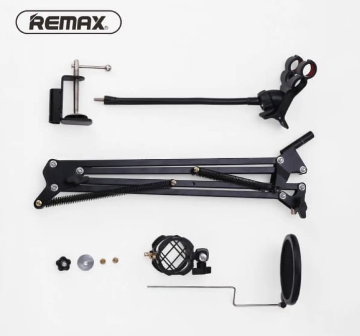 REMAX CK100 Mobile Recording Studio - Remax CK100 Mobile Recording Studio Microphone Holder - Black - High Quality Studio Stand Kit Table Stand Mic And Mobile Holder Profesional Mobile Recording Kit
