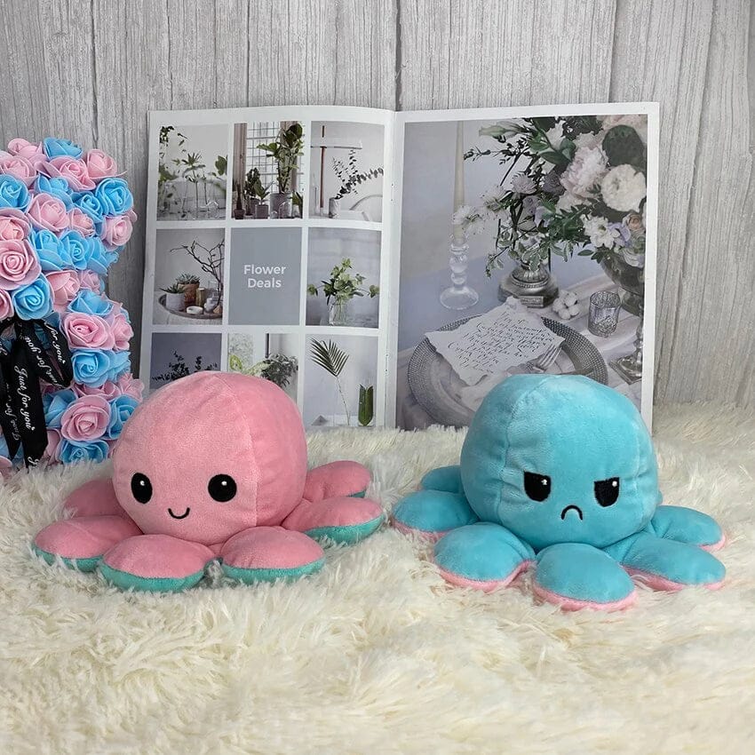 Octopus 1PC Soft Toys, Mood Change Double-Sided Flip Octopus Plush Toys, Cute Mini Octopus Stuffed Animals Creative Toy Gifts for Birthday