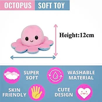 Octopus 1PC Soft Toys, Mood Change Double-Sided Flip Octopus Plush Toys, Cute Mini Octopus Stuffed Animals Creative Toy Gifts for Birthday