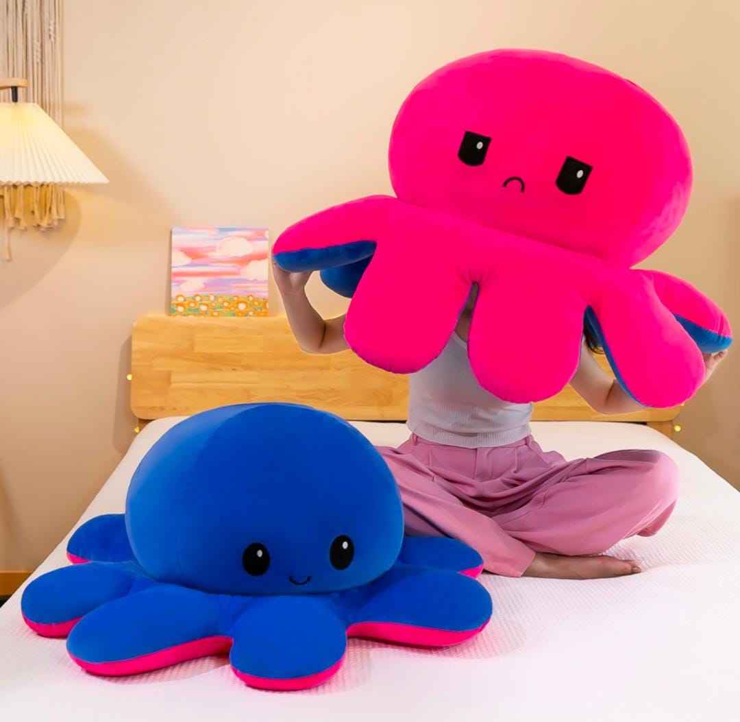 Octopus 1PC Soft Toys, Mood Change Double-Sided Flip Octopus Plush Toys, Cute Mini Octopus Stuffed Animals Creative Toy Gifts for Birthday