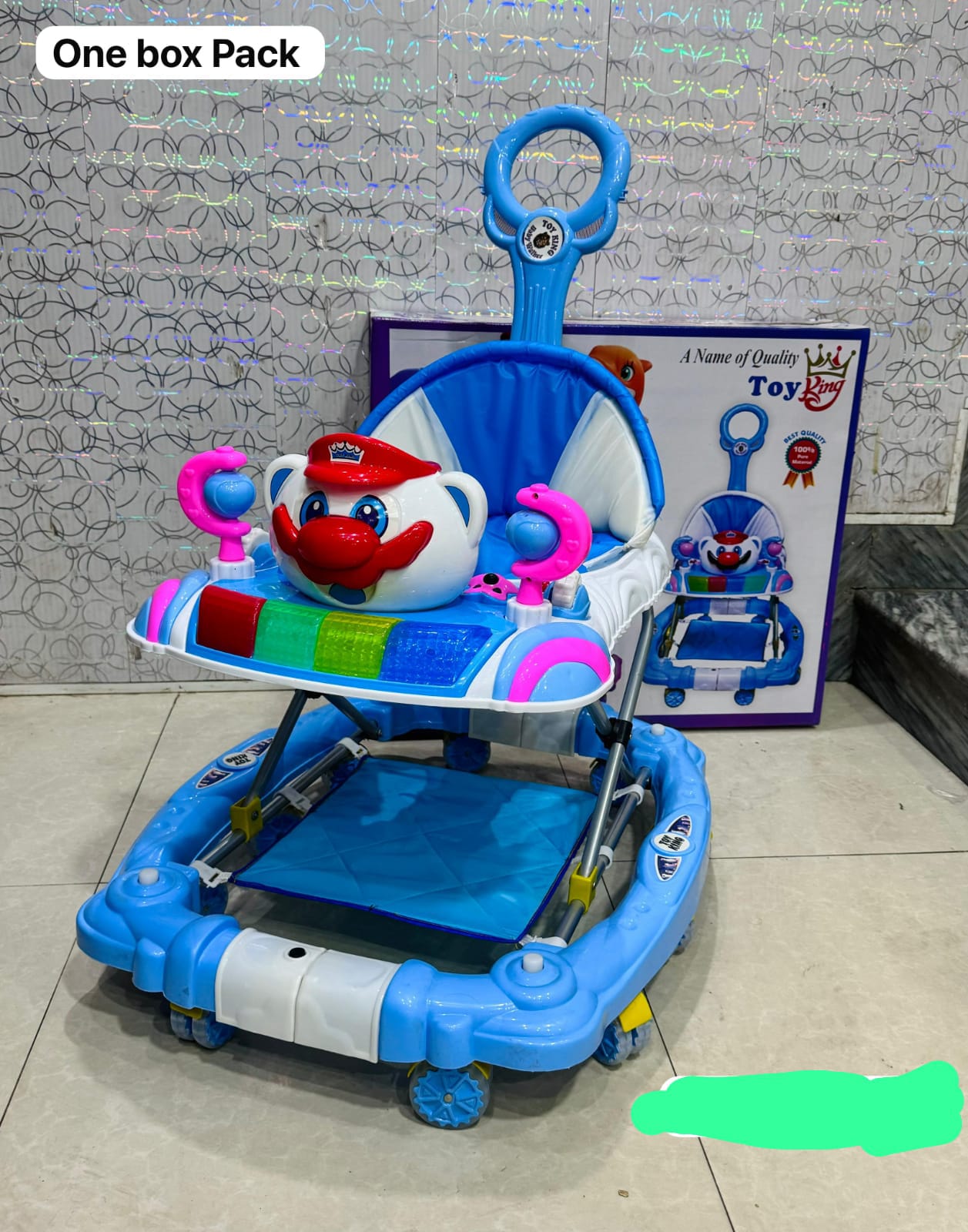 Imported Walker + Rocker with Music and Sun Shade Police Man Character 007 for Babies