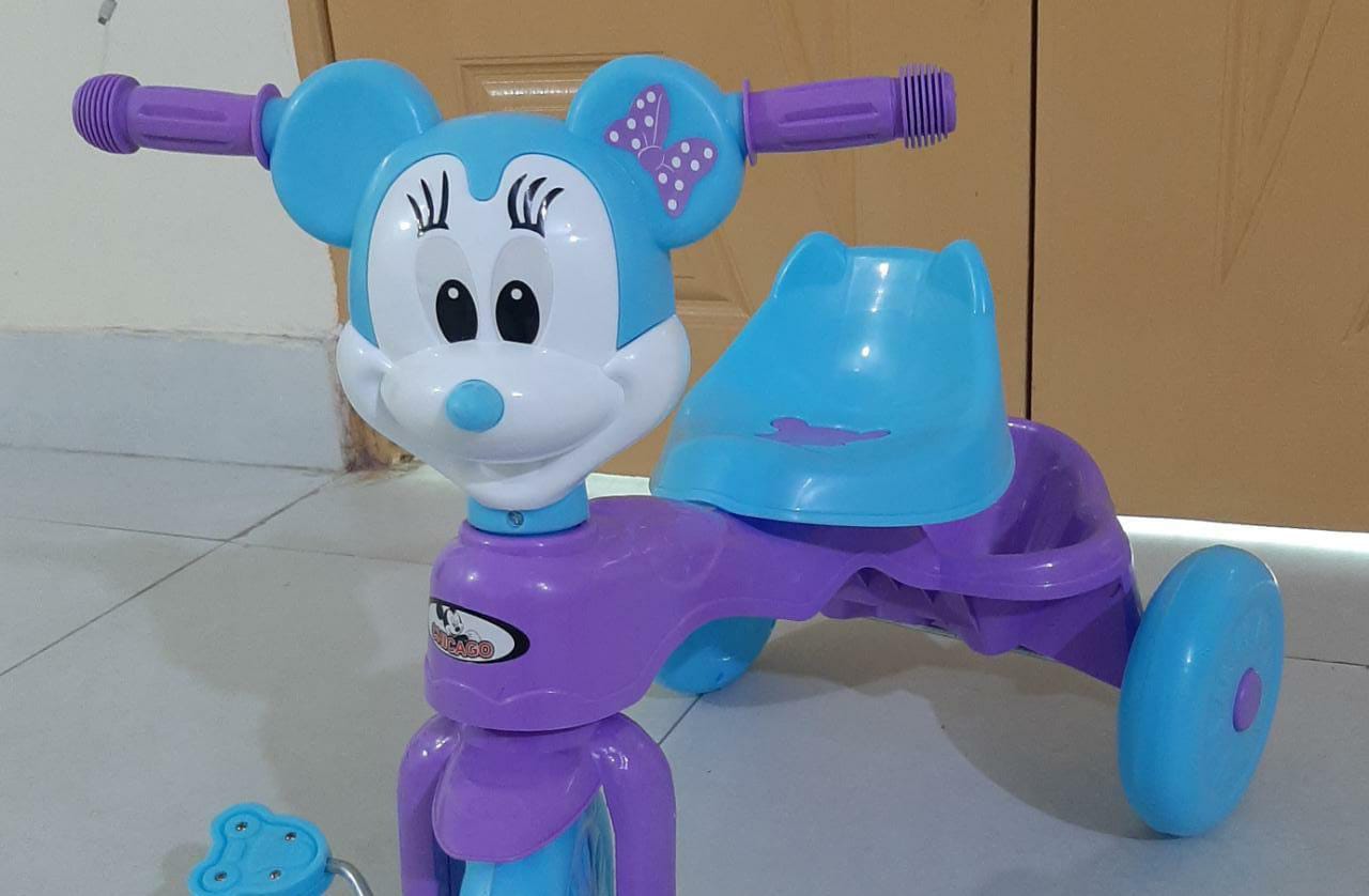 Mickey Mouse Kids Tricycle With Front Lights, Music , Back Basket