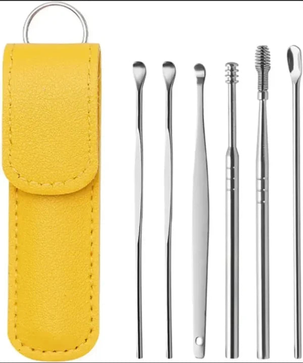 Dherigtech Ear Wax Cleaning Kit, 6 Pcs Ear Pick Tools, Wax Removal Kit, Ear Cleaning Tool Set, Spring Earwax Cleaner Tool Ear Wax Remover