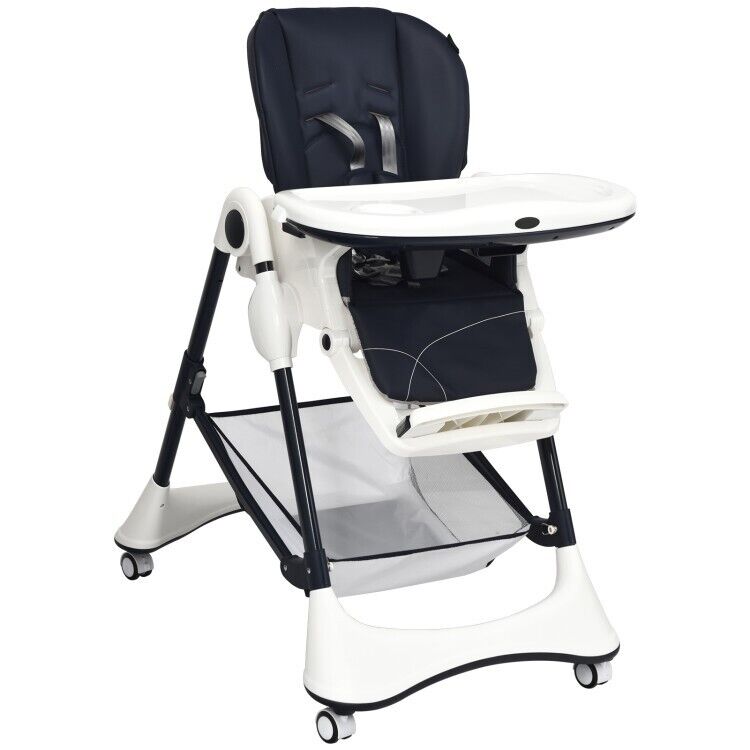 Folding High Chair for Babies with Adjustable Feeding Tray and Portable Design