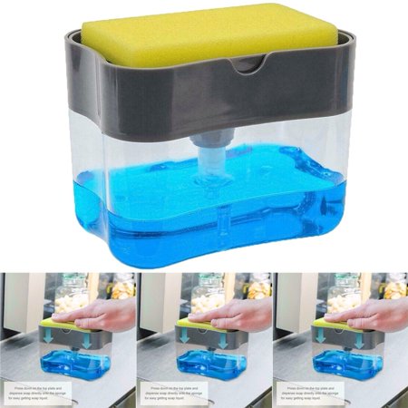 2-in-1 Multi-function Dishwashing Liquid Box Soap Pump Dispenser Sponge Holder For Dish Soap And Sponge Kitchen Clean Tool