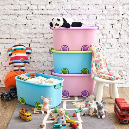 Children kids toy storage box wheeled plastic storage organizer box sorting box multicolor 2 Feet Large Storage Box Drawer With Wheel and Cover Tray High Quality Multi Purpose Storage Box - Storage Wheel Container