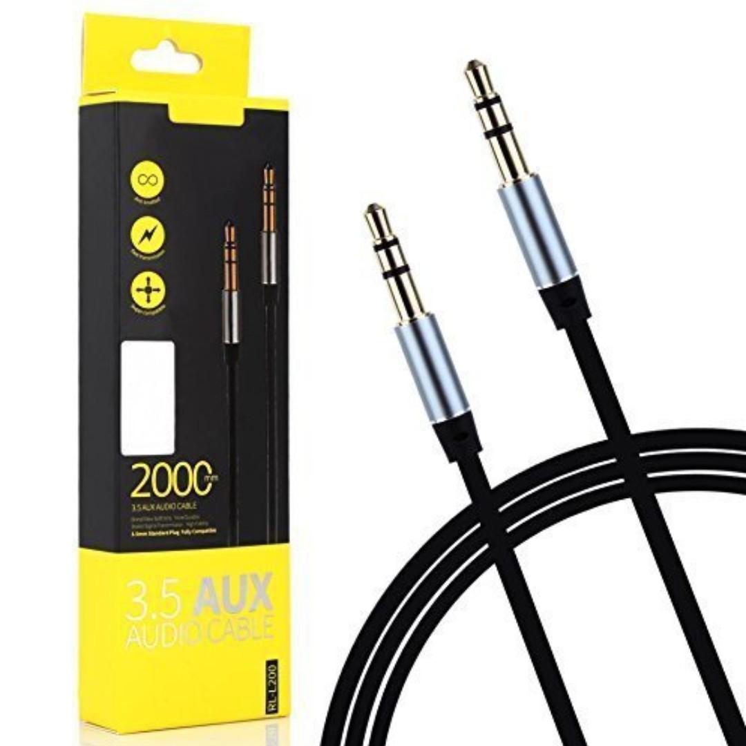 REMAX RL-L200 3.5mm Aux Audio Cable 2M - Aux cable - Aux audio cable 2 Meter - Aux cable 2 Meter