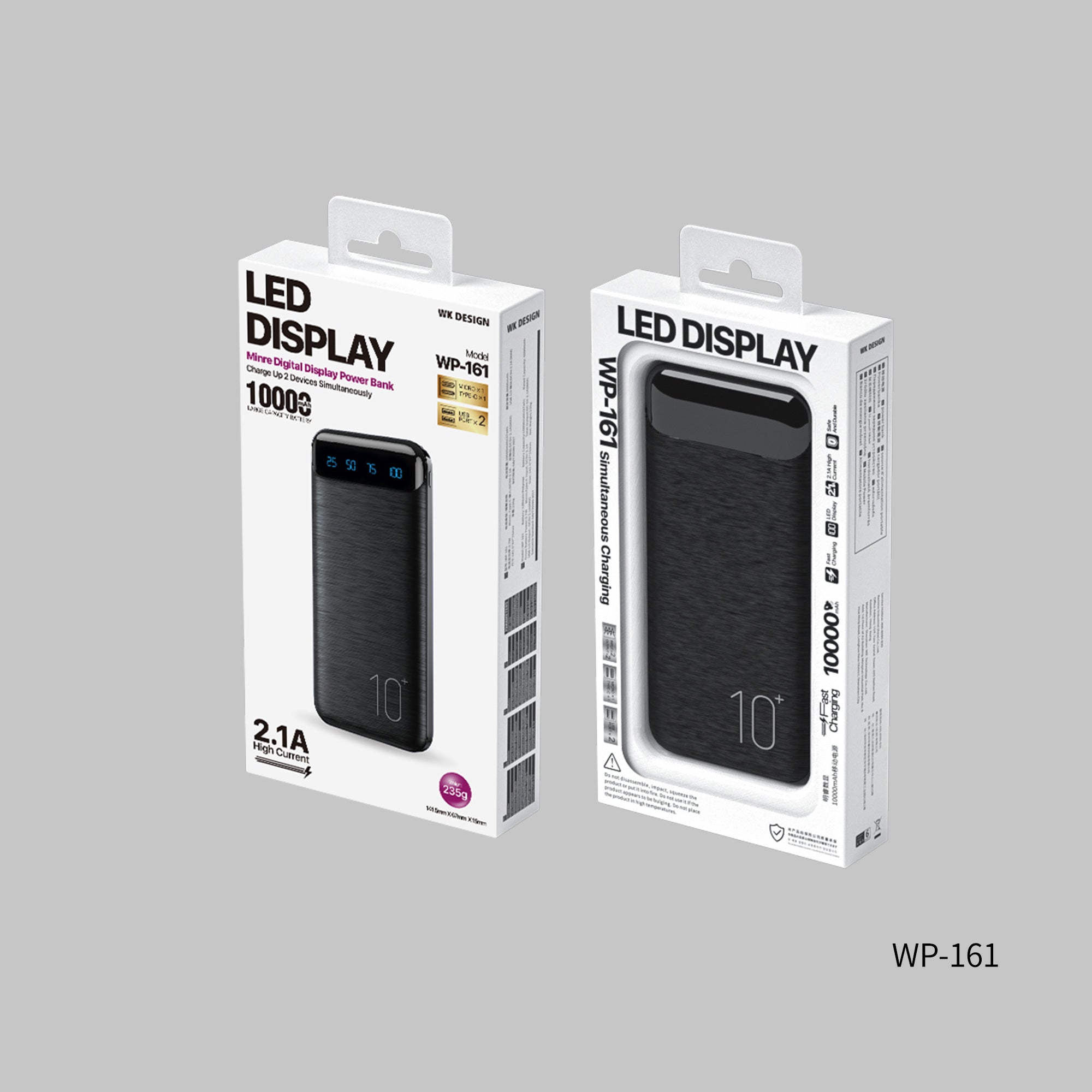 Remax Wk Power Bank 10000Mah WP-161 Black - Power bank - Remax 10000 mAh power bank - 10000 mah power bank - WP-161 Power bank