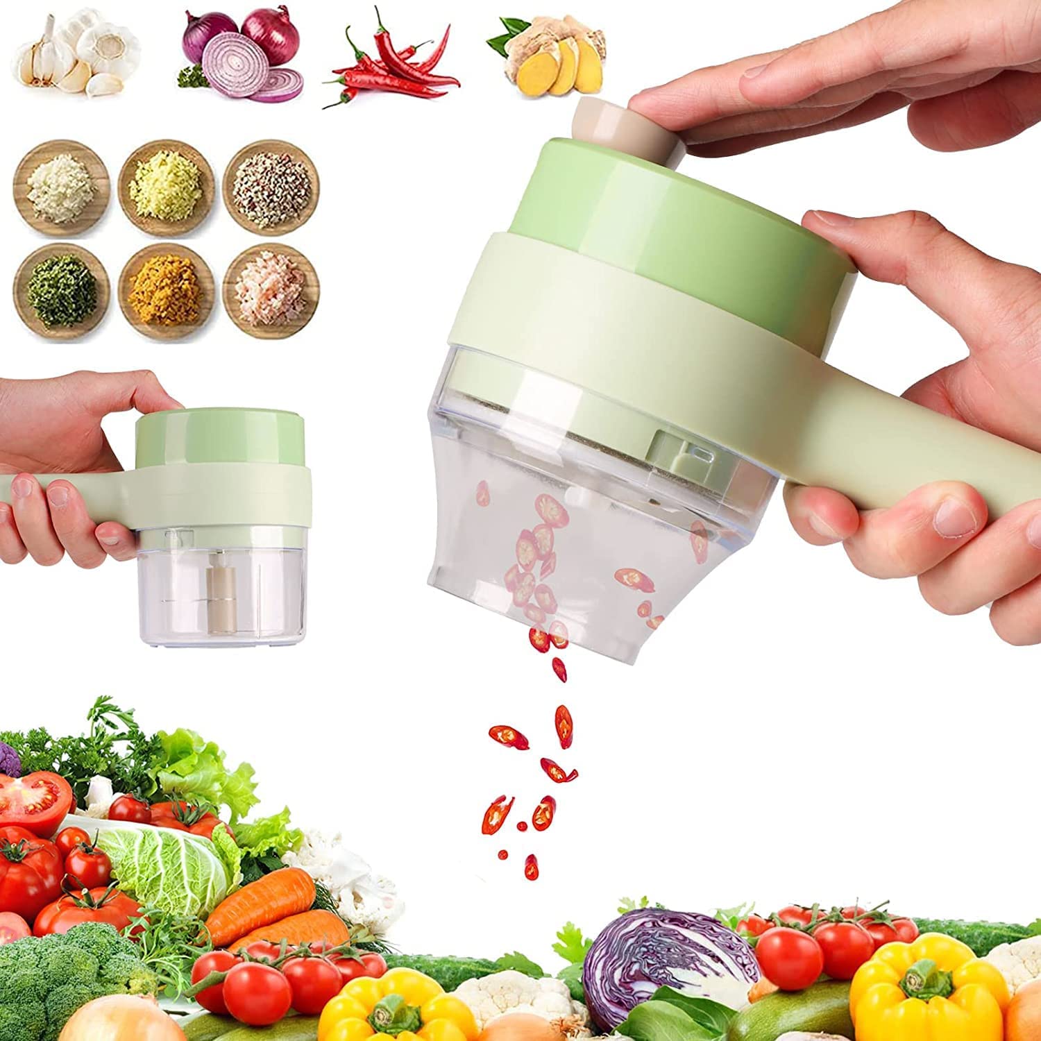 Electric Handheld Hammer Vegetable Cutter Set Food Chopper Multifunction Vegetable Fruit Slicer,for Garlic Pepper Chili Onion Celery Ginger Meat