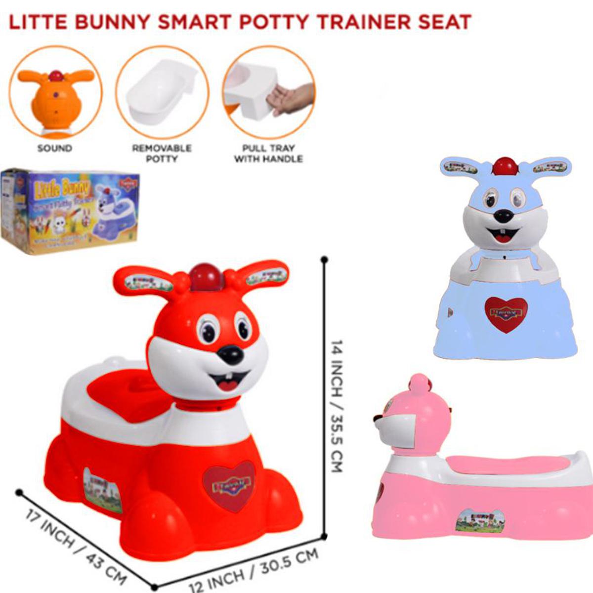 Twinkle Little Bunny Smart Potty Trainer - Seat With Safety Handle For Toddlers - Rabbit Shape Portable Toilet Potty - Training Baby & Baba Cute Plastic Splash Protector Easy To Empty And Clean Space Saving Urinal Chair Pot Kids & Children Seats – Potty