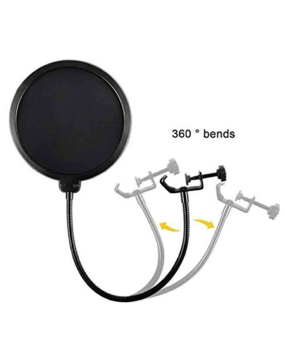 Pop Filter For Any Microphone Dual Layered Wind Pop Screen With Flexible 360 Clip Stabilizing Arm