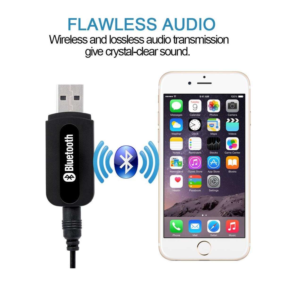 USB Bluetooth Music Receiver with Dual AUX Pin