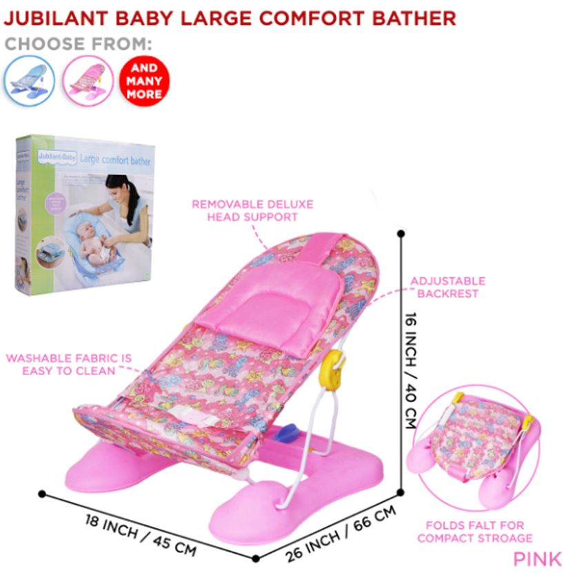 Bather With Head Rest Cushion Infant Folding Bath Seat Bath Support for Use in the Sink or Bathtub Includes 2 Reclining Positions